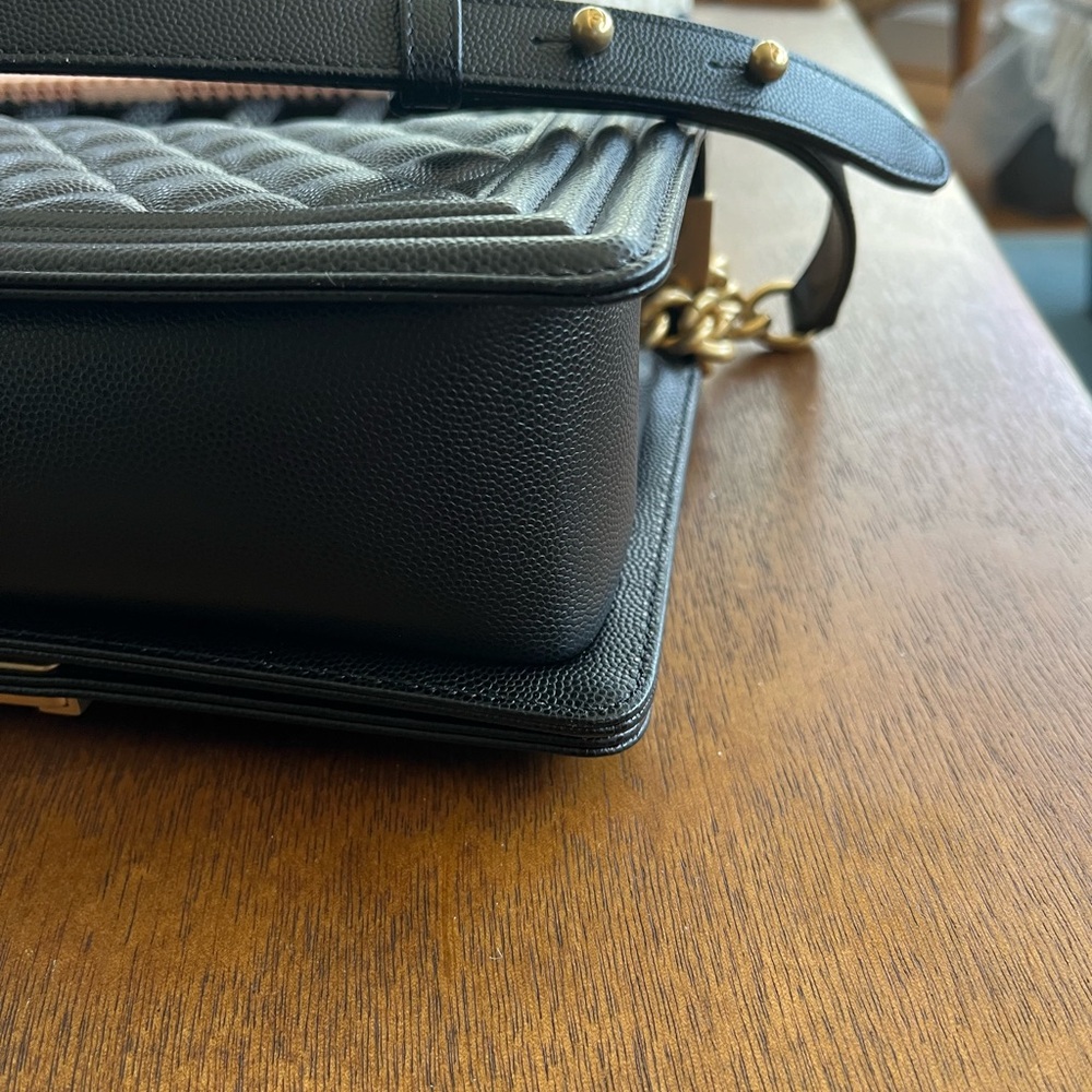 Chanel Medium Boy Bag Black Caviar Leather Gold Hardware - Picture 13 of 15